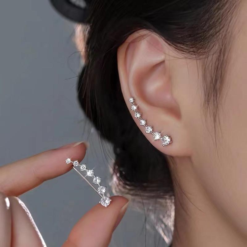 Bông Tai Đinh tán Zircon, Giá Cả Phải Chăng, Sang Trọng, Cao Cấp, Bông Tai Bảy Kim Cương, Kim Cương Màu, thả Tai, Trang Sức Tai Nữ 1