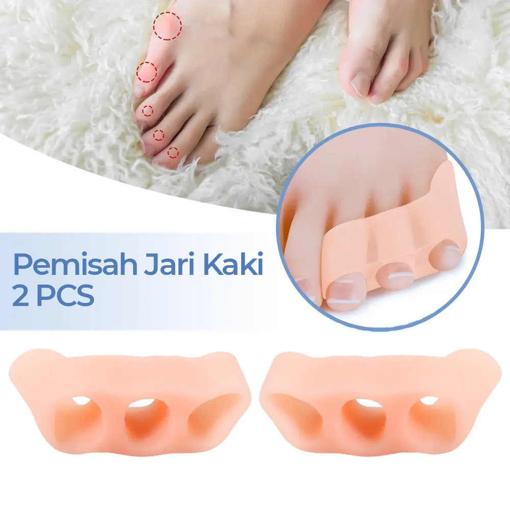 Sumifun Pemisah Jari Kaki Bunion Three Hole Pinky Toe Separator 2 PCS