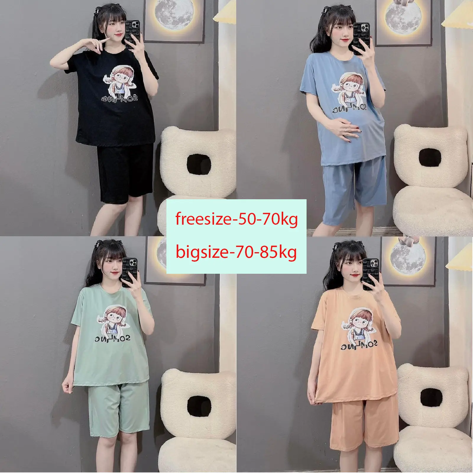 Bộ bầu - bộ Mặc Nhà sau sinh - ( SOMLING - Lửng Lỡ ) - chất liệu Thun Cotton Mềm mát