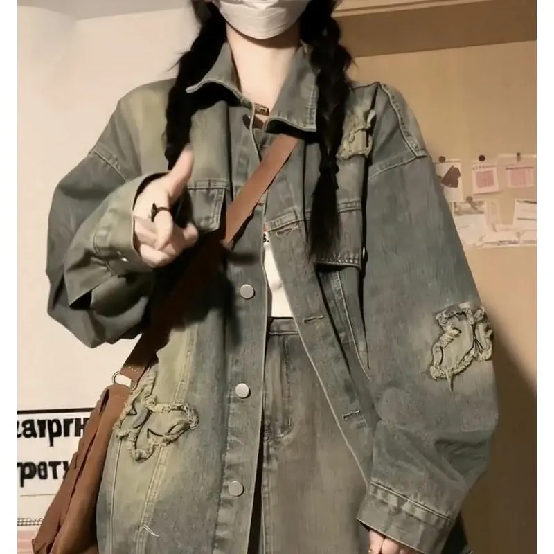 Áo Khoác Rách Denim, Phong Cách Cổ Điển Dành Cho Nữ, Đầu Xuân Và Mùa Thu, Thiết Kế Đẹp, Áo Khoác Độc Đáo, Hàng Mới Về 2024 Jacket Top 6