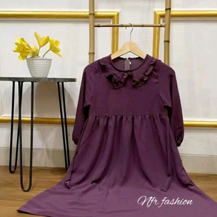 Gamis anak crinkel airflow premium/gamis anak crinkel polos terbaru Poliester 1