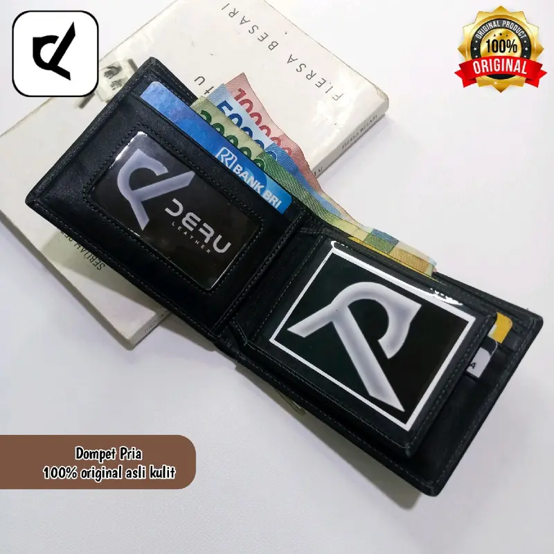 dr_leather - Dompet Lipat Pria 100% ORIGINAL Asli Kulit Dompet Kartu Uang Hitam 7