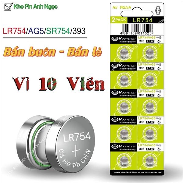 Pin AG5 / LR754 / SR754SW / 393A / 393 / L754F - Vỉ 10 viên