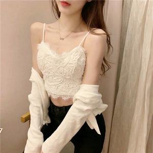 Áo Croptop nữ Bra 2 Dây xinh xắn vải ren Voan Viền Ren Women Voi Sen