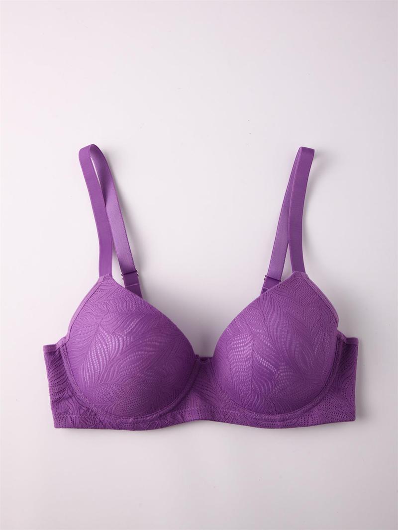 Product Introduction of Women's Leaf Pattern Underwire Bra, Breathable Comfortable Push Up Bra, Soft Lingerie for All Seasons 3