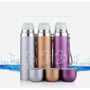 CLAIYDREAM Thermos Air Tahan Panas & Dingin Termos Karakter Paris Bahan Steinless Steel Ukuran 500ML Botol Plastik Vacuum Tali Stainless