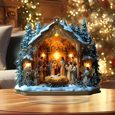 Christmas Manger Scene Christmas Nativity Scene In The Manger Birth Of ...