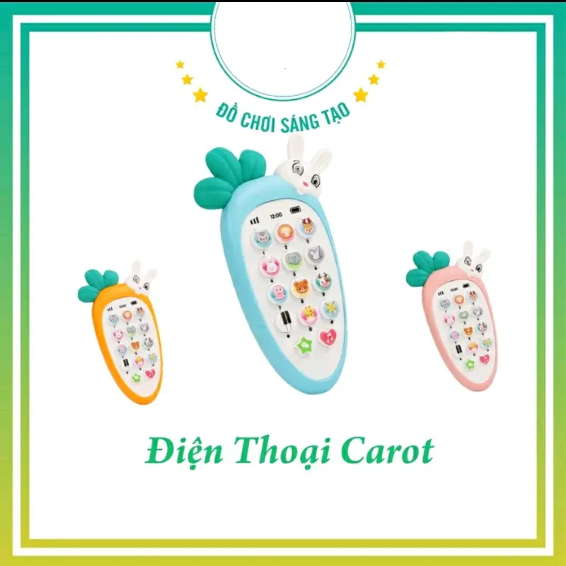 Điện thoại thỏ cà rốt cho bé, có nhạc và đèn( Tặng kèm pin) 2