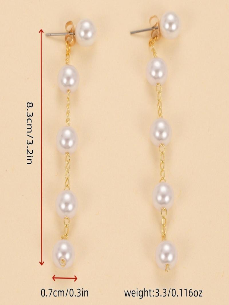 Product Introduction of Elegant Faux Pearl Decorated Earrings, Fashionable Jewelry for Women, Trendy All-match & Exquisite Jewelry for Birthday Gift 1
