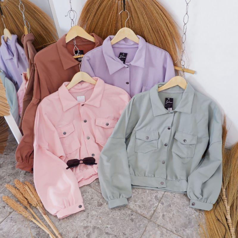 Olin Jaket Button Minimalis Santai fleece lembut tebal wanita Oversize Atasan 2