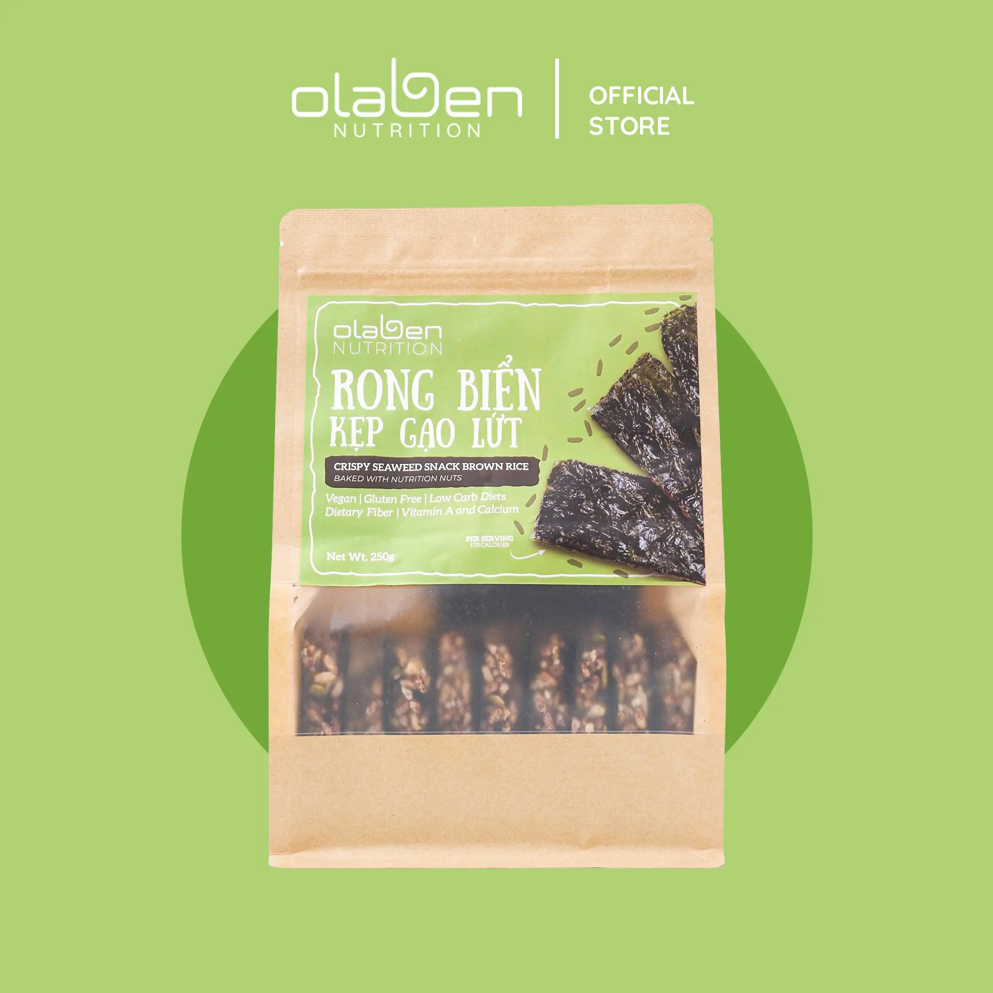 Thanh Bánh Rong Biển Kẹp Gạo Lứt và Hạt Dinh Dưỡng 250gram - Ngũ Cốc Dinh Dưỡng OLABEN NUTRITION