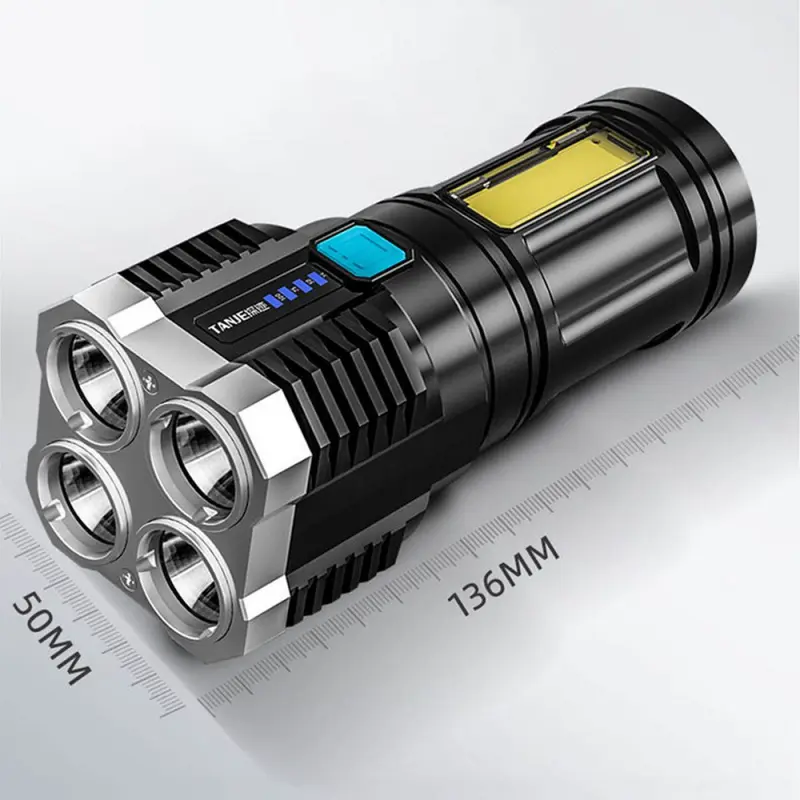 Đèn Pin Cầm Tay Siêu Sáng Chiếu Xa 200M 4 Chế Độ Sáng Chống Thấm Nước Có COB Led hông 7
