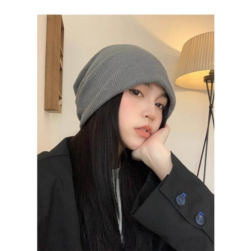 Product Introduction of Hat Women's New Korean Style Knitted Pile Style Fashion Big Head Big Brim Show Face Small Toe Cap Japanese Style All-Matching Men's Hat 9