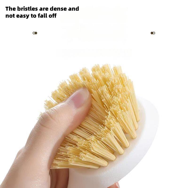 Product Introduction of Kitchen Cleaning Brush Set, 1 Set Including 3 Counts Long Handle Wooden Cleaning Brush & 10 Counts Round Sponge Ball, Durable Cleaning Tool for Kitchen Bathroom Living Room 2