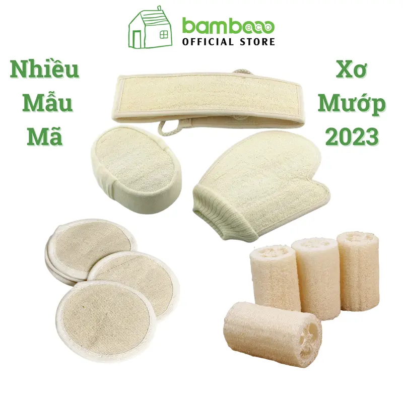 Bông xơ mướp tự nhiên BAMBOOO ECO lành tính  dùng tẩy da chết, massage 0