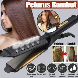 Ion Flat Iron Rebonding Pemanasan Cepat Untuk Rambut Tebal Alat Catokan Besi Suhu Dapat Diatur Cepat Panas Pemanasan Cepat Datar Tegangan Ganda, Pelurus Rambut Pelat Lebar Pelurus Rambut Profesional Catok Datar Keramik Kunci Cerdas PTC