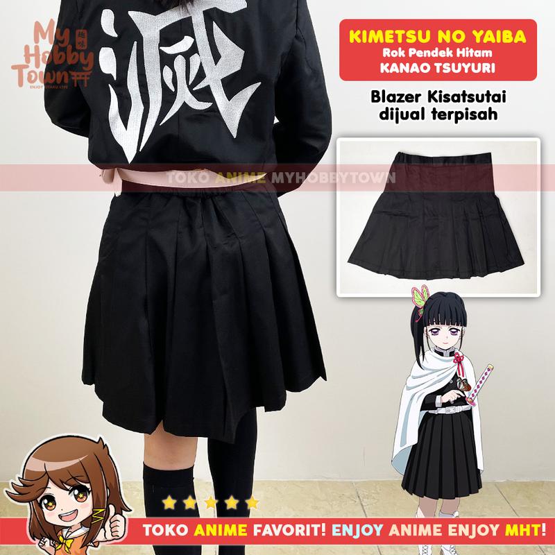 Rok Cosplay Kanao Tsuyuri Anime Kimetsu no Yaiba Demon Slayer Hitam Black Skirt 3