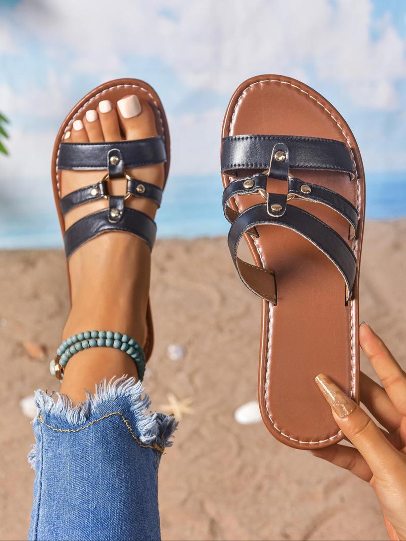 Product Introduction of Women's Fashionable Plain Color Slingback Sandals, Casual Comfortable Flat Sandals for Summer, Lightweight Breathable Shoes for Daily Wear, Girl 1
