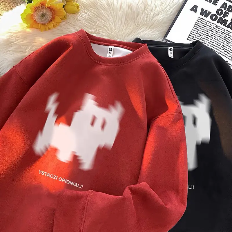 Áo Nỉ Sweater Form Rộng Tay Bồng Nam Nữ Unisex In Hình Mèo YSTAORI