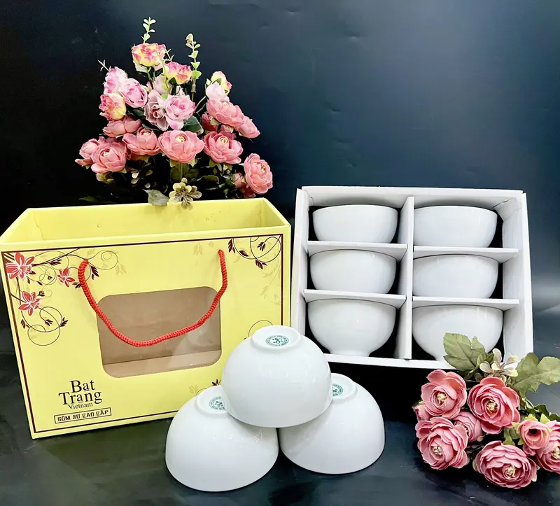Bộ 6-10 Bát Cơm Bát Tràng Cao Cấp, Men trắng mịn, xịn TDC 1