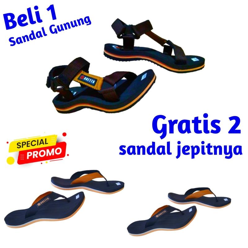 HOT Beli 1 Sandal gunung Gratis 2 Sandal jepit/promo Beli1 gratis2 sandal  pria terbaru/sandal gunug dewasa/sandal/sandal gunung pria dewasa/saandal gunung pria outdoor Sandal Karet Kasual Canvas 3