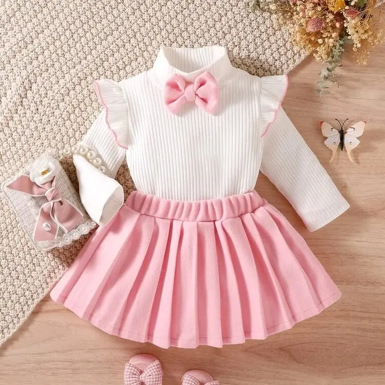 Setelan Mini Dress Anak Perempuan Hornet Knit - Usia 1-6 Tahun - Bayi Lengan Panjang