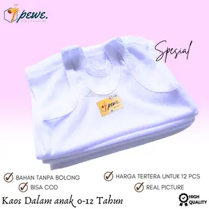 6 PCS Kaos Dalam anak laki laki umur 0 - 12 tahun - Kaos dalam anak laki laki lusinan - Kaos dalam bayi perempuan - Daleman anak perempuan - Singlet anak perempuan lusinan Katun Kids