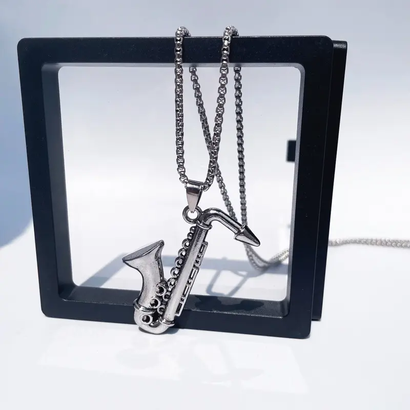 Vòng Cổ Mặt Dây Chuyền Nhạc Saxophone, Phong Cách Hip Hop, Thiết Kế Châu Âu Và Mỹ Cổ Điển Thích Hợp Cho Nam Và Nữ, Thời Trang Hợp Xu hướng Đồ Trang Sức Dây Chuyền Áo Len Âm Nhạc 1
