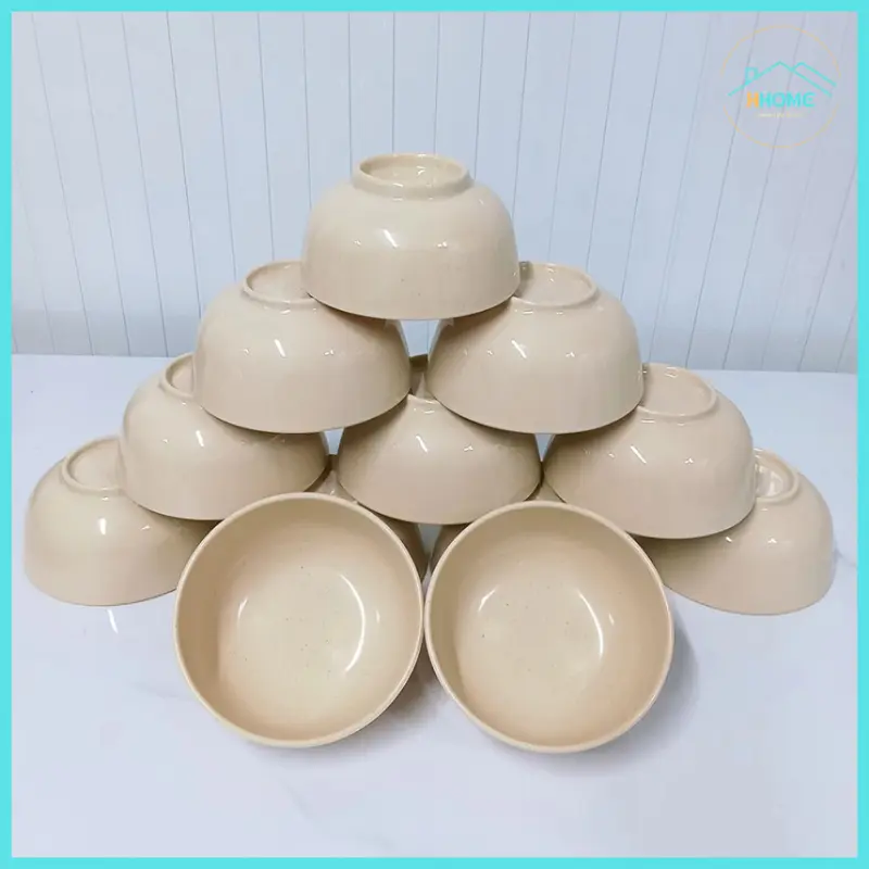 [ Kho sỉ] Combo 10 Chén ăn cơm nhựa melamine nhiều màu không vỡ loại tốt - Hùng Home 1