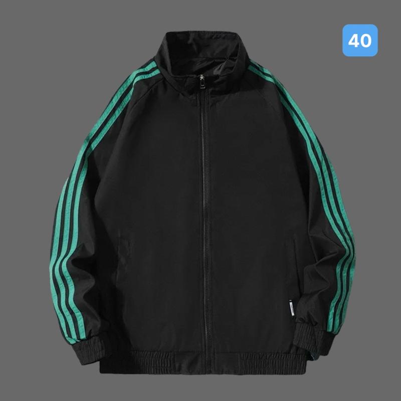 Áo khoác dù nam mã 40 , áo gió nam màu đen kẻ sọc xanh chất liệu vải dù 2 lớp phong cách thời trang Menswear Jacket Cổ Cao