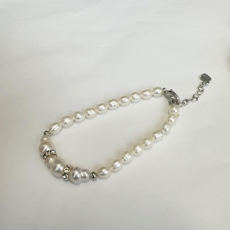 Vòng Tay Ngọc Trai Nước Ngọt, 4-7mm, Bạc Mịn S925, Khóa Thời Trang, Vòng Tay Bạc Sterling, Thiết Kế Cổ Điển Và Đơn Giản 0