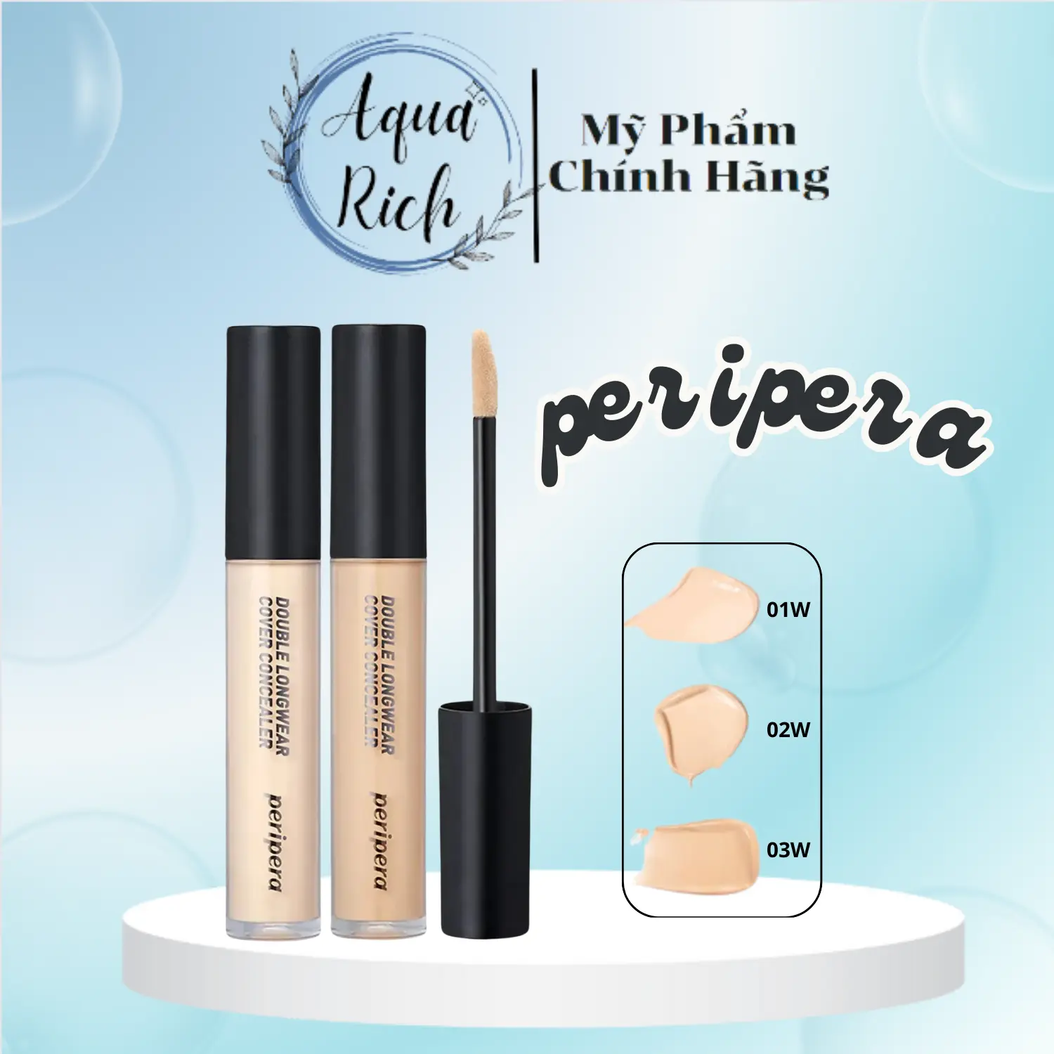 Kem Che Khuyết Điểm Ink Peripera Double Longwear Cover Concealer 5.5g [01 - 02 -03] Cosmetic Mỹ Phẩm Trang Điểm Nữ Kem Nền