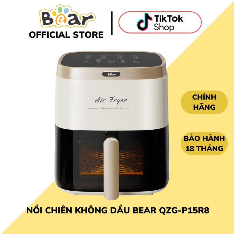 Nồi Chiên Không Dầu Bear QZG-P15R8, Công Suất 1500W, Dung Tích 5L, 8 Món Cài Đặt Sẵn, Bảng Điều Khuyển Cảm Ứng Thông Minh Tiện Lợi, Chiên Nướng Hơi Nước Được, Sử Dụng Chiên Nướng Các Loại Thực Phẩm, Bảo Hành 18 Tháng