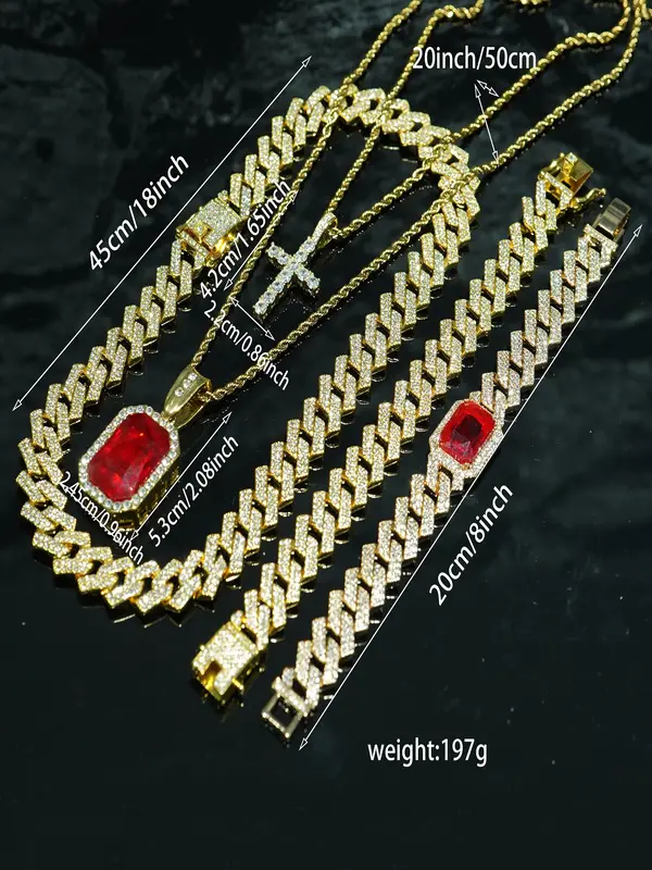 Men's Elegant Chain & Pendant Necklace & Bracelet, Fashion Jewelry for Party, Daily Clothing Decor, Trendy All-match & Exquisite Jewelry for Birthday Gift 1