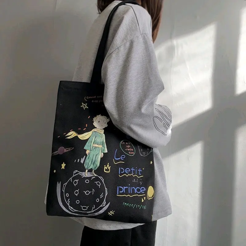 Totebag Wanita Termurah Motif Starry Sky dengan Resleting Kanvas Kpop 5