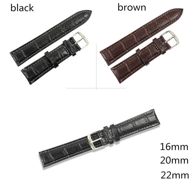 16mm 20mm 22mm Soft Steel Buckle  Leather Sweatband Watch Band Strap Wrist Watchband Sports Belt 3