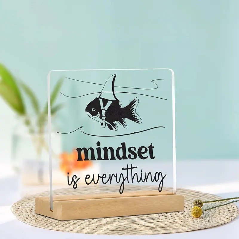 Fish Pattern Acrylic Desktop Plaque, Modern Irregular Shape Inspirational Decor, Desktop Ornament for Home Office School Dormitory, Signs 2