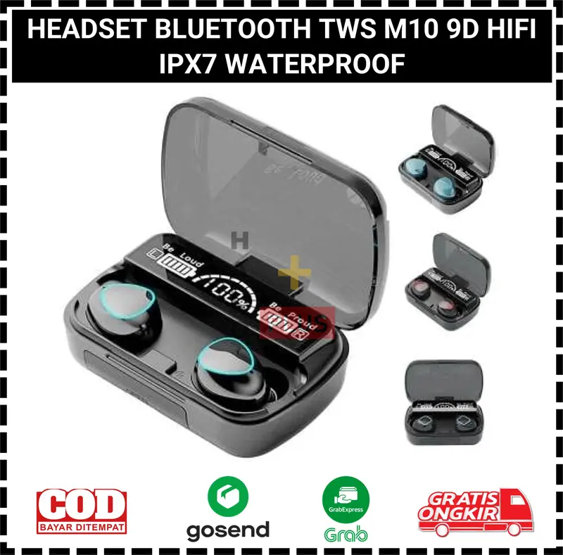 Headset Bluetooth M10 Wireless TWS Earphone with Powerbank 3500mAh