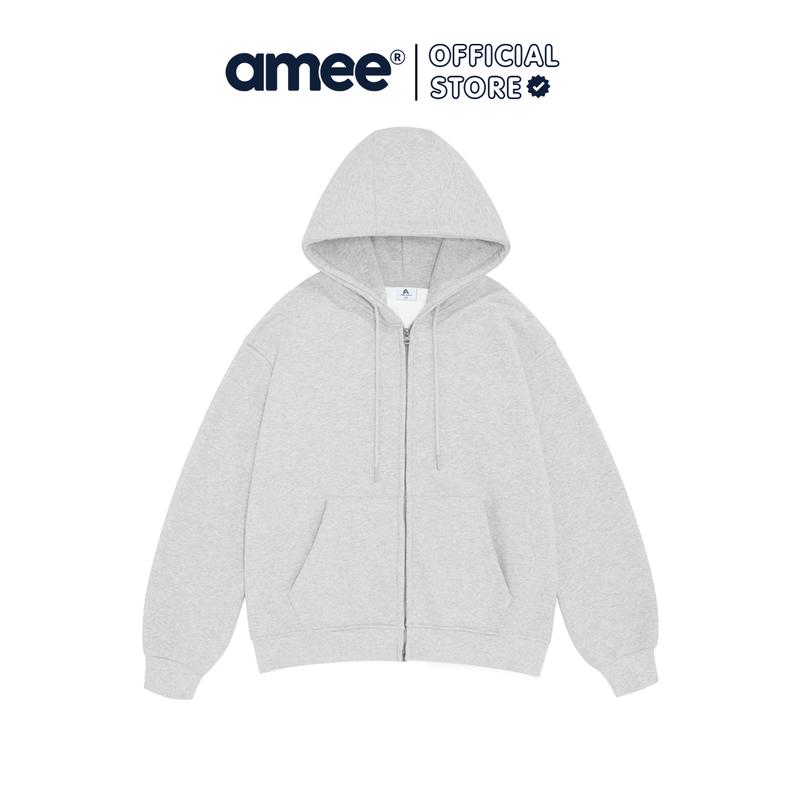  Áo Hoodie Zip Nỉ Lông Cáo Trơn Form Rộng Amee Studio Dành Cho Nam Nữ 