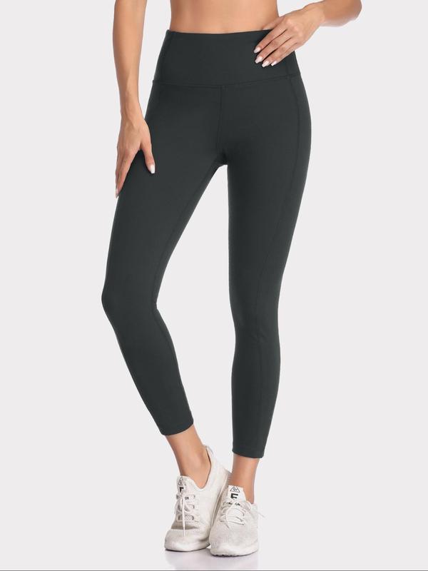 Women's Solid High Waist Sports Leggings, Sporty Comfy Breathable Skinny Pants for Yoga Gym Workout Running, Ladies Sportswear for All Seasons, Womenswear 0