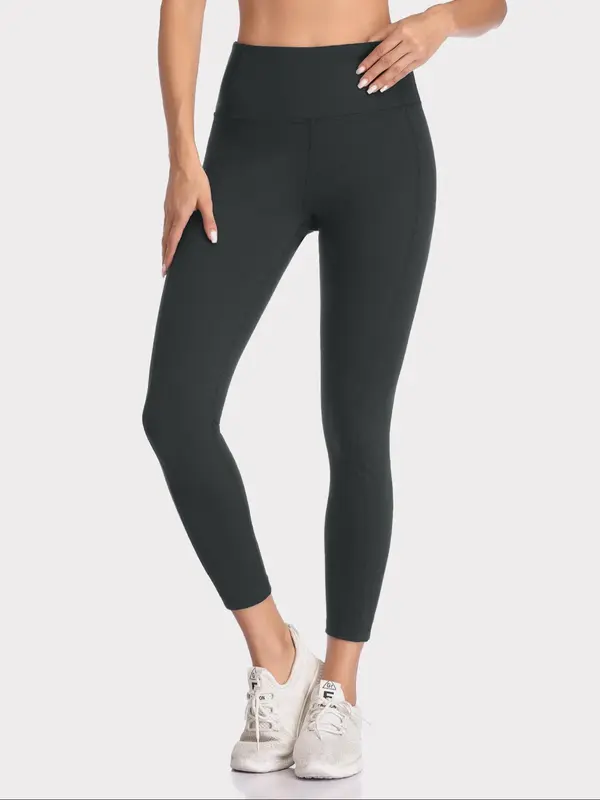 Women's Solid High Waist Sports Leggings, Sporty Comfy Breathable Skinny Pants for Yoga Gym Workout Running, Ladies Sportswear for All Seasons, Womenswear 0