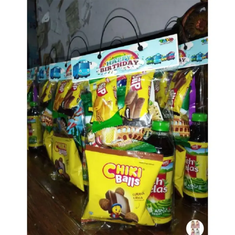 (25PCS) Plastik snack ultah label tenteng ulang tahun anak murah Termurah Tas Ultah Plastik Ulang tahun Anak-anak 2