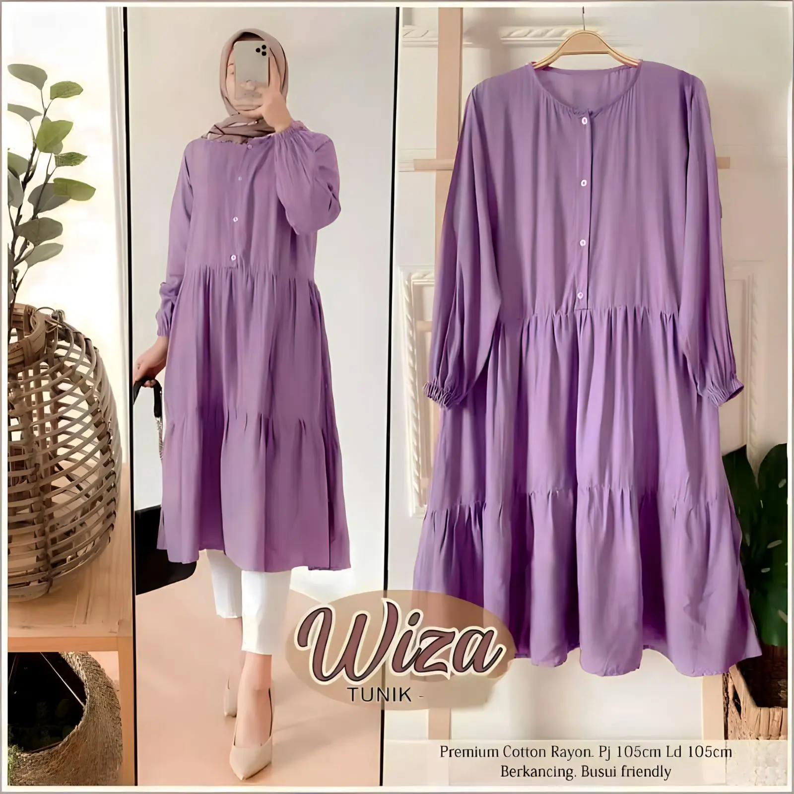 Wiza Tunik jumbo XXL - Atasan Wanita - Atasan Tunik -Atasan Murah fit kancing katun muslim