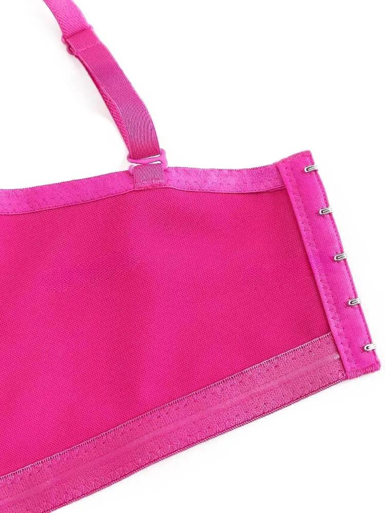 Product Introduction of Triangle Cup Underwire Backless Bra with Rose Red Flower Petals and Diamonds  Bras Outside Fishbone Inner Bralette 10