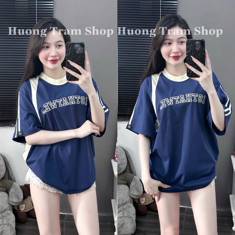 Product Introduction of Áo Thun Freesize Cotton 4 chiều 240gsm - IS THAT WE thêu phối trước sau , Chất thun cotton 4chiều mềm mát , Form dáng rộng 42-70kg, Hương Trầm Shop Nữ Women Cổ Tròn 9