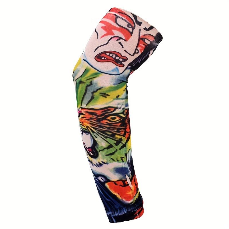 1pc Cycling Tattoo Ice Arm Sleeves, Sun Screen UV Protection Compression Arm Sleeves For Fishing, Camping, Cycling, Hiking 6