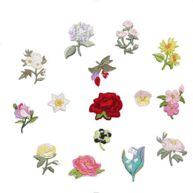 Product Introduction of Decorative 15pcs Mini Flowers 15 Patterns Mini Floral Iron on Patches Embroidered Patches Jeans 12