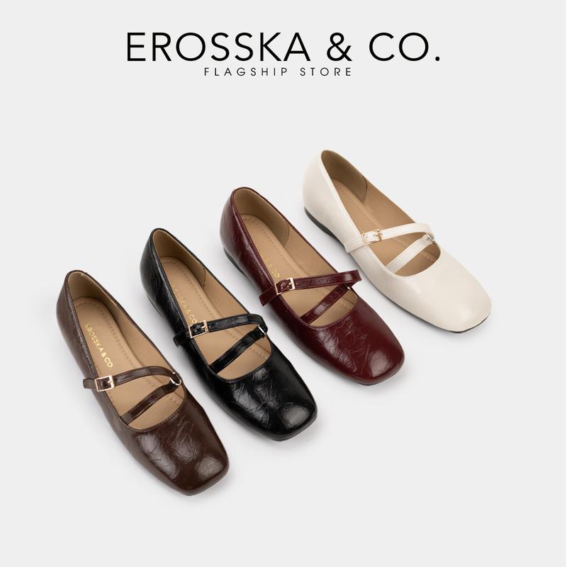 EROSSKA - Giày búp bê nữ kiểu giày ballet core đế độn cao 2cm màu nâu - EL071 9