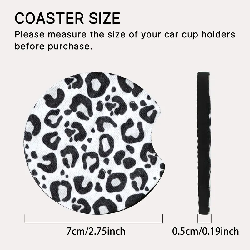 Leopard Print Car Coaster, Round Anti-slip Cup Holder Decorative Cup Mat, Car Cup Holder Coaster For Gift, Car Decoration 1