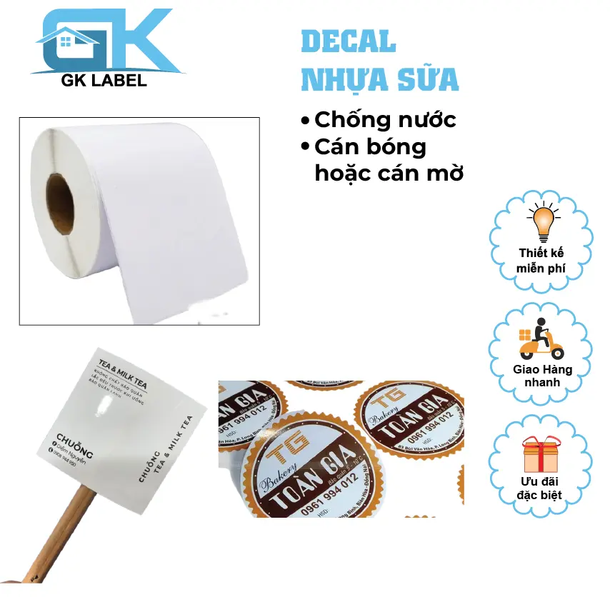 In tem nhãn DECAL nhựa chống nước logo, sticker- Chống nước - Thiết kế theo yêu cầu - MIỄN PHÍ THIẾT KẾ